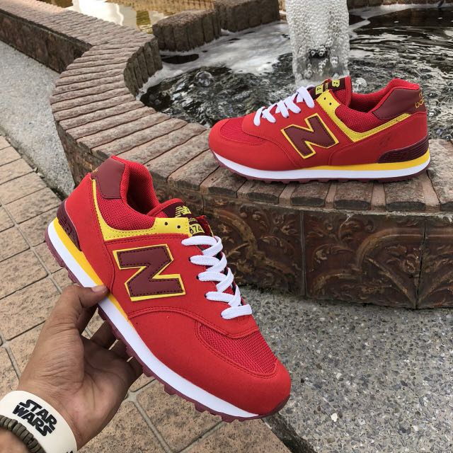 New balance top 574 red yellow