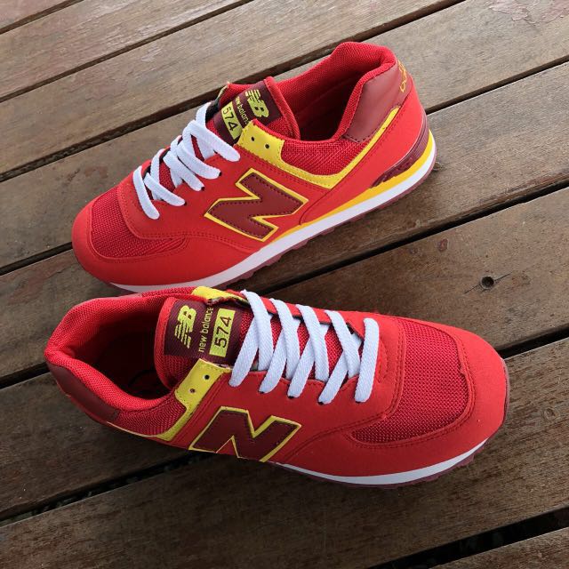 New balance 574 red and yellow hotsell