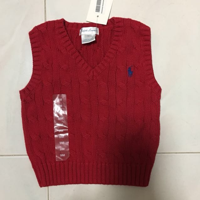 Ralph Lauren Top Vest Winter Cotton V Jacket Polo New Red Baby Boy Toddler Kids Children Child Babies Shirt Tee Top Babies Kids Babies Apparel On Carousell