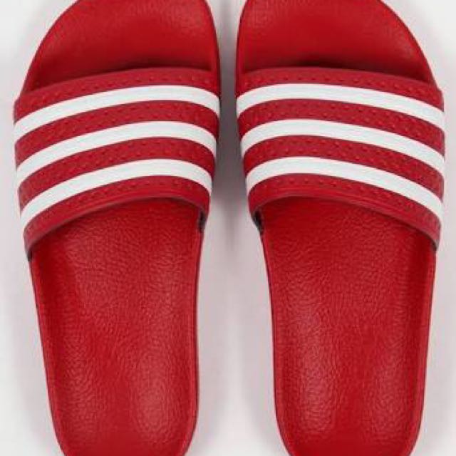 red slides adidas