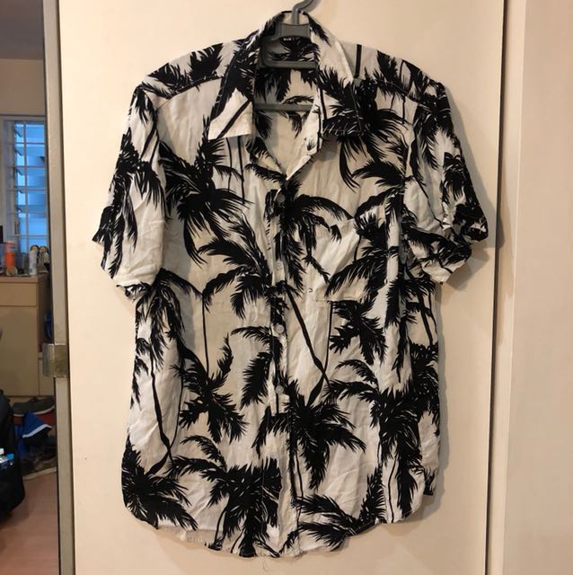 black and white palm tree shirt 