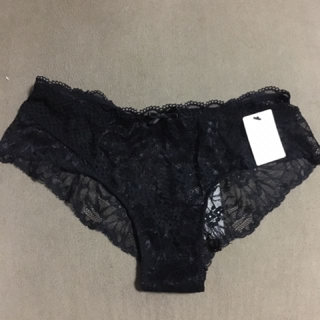 Black Lace Panty Size M, Women's 