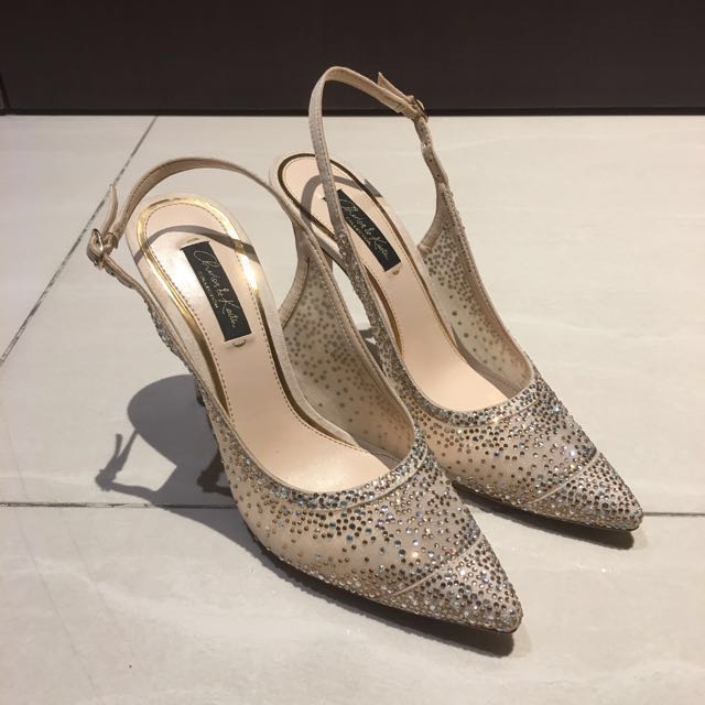 nude heels with crystals