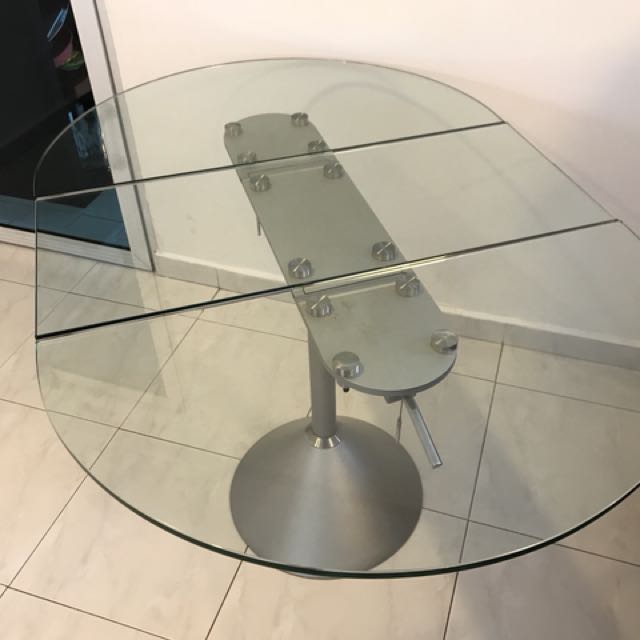 Foldable Glass And Brushed Metal Dining Table Home Furniture Foldable Glass And Brushed Metal Dining Table