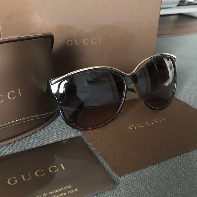 Gucci Cat Eye Sunglasses With Gold Trim Luxury Accessories On