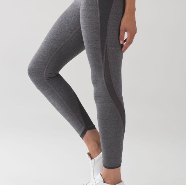 Lululemon Featherlight Tight Heathered Black Good As New Women s Fashion Activewear on Carousell