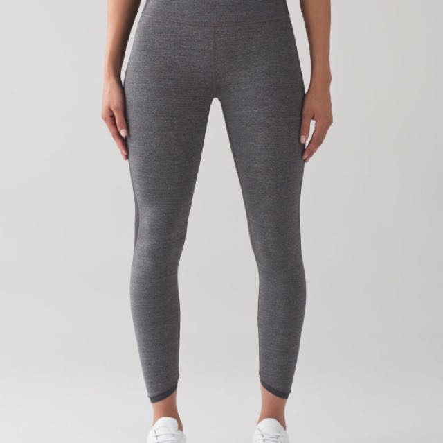 Lululemon Featherlight Tight Heathered Black Good As New Women s Fashion Activewear on Carousell