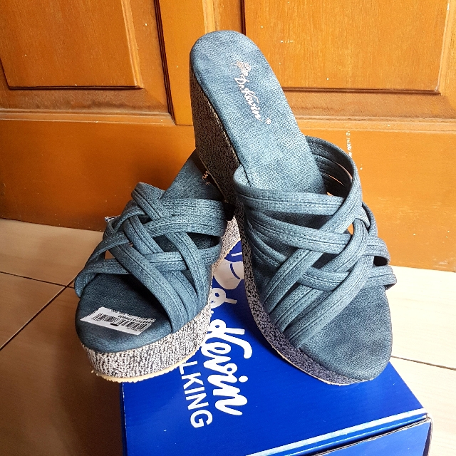 New Womens Wedges Sepatu Wanita Hak Wedges Merek Dr Kevin Warna Biru Jeans Original Ya Fesyen Wanita Sepatu Di Carousell