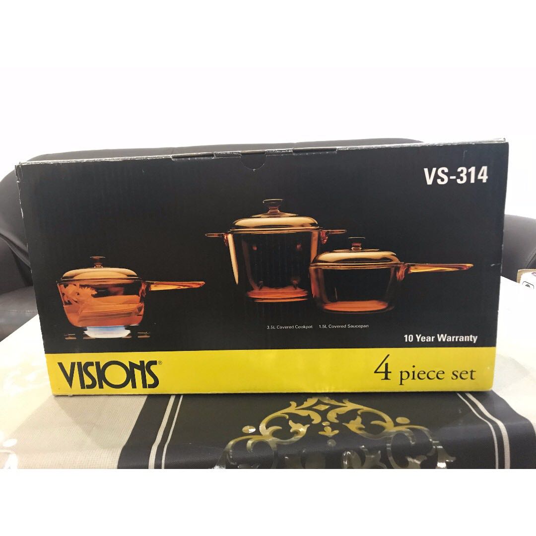 Visions Cookware Set Visions 4pcs Cookware Set, TV & Home Appliances, Kitchen Appliances ...
