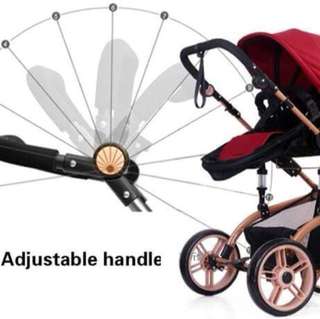 Baby strollers: red and purple 