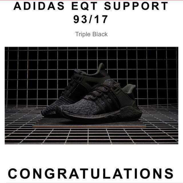 ADIDAS EQT 93 17 TRIPLE BLACK Men s Fashion Footwear Sneakers