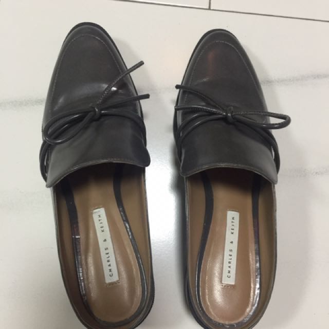 charles and keith almond toe slip on