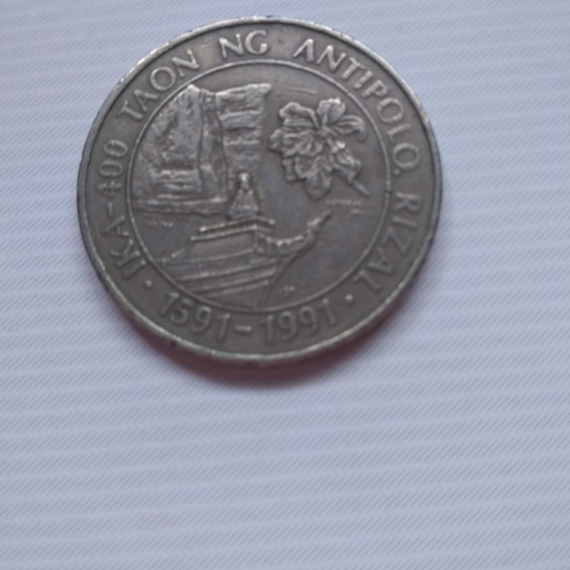 Commemorative coin - Antipolo (Category: Currency) located in Manila. Submitted by krlin (Listing ID 141550441, Image 1). Description: Negotiable Antipolo 1991 400 years commemorative coin. Limited edition.