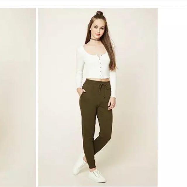 F21 Olive Green Jogger Pants Women s Fashion Bottoms Other Bottoms on Carousell