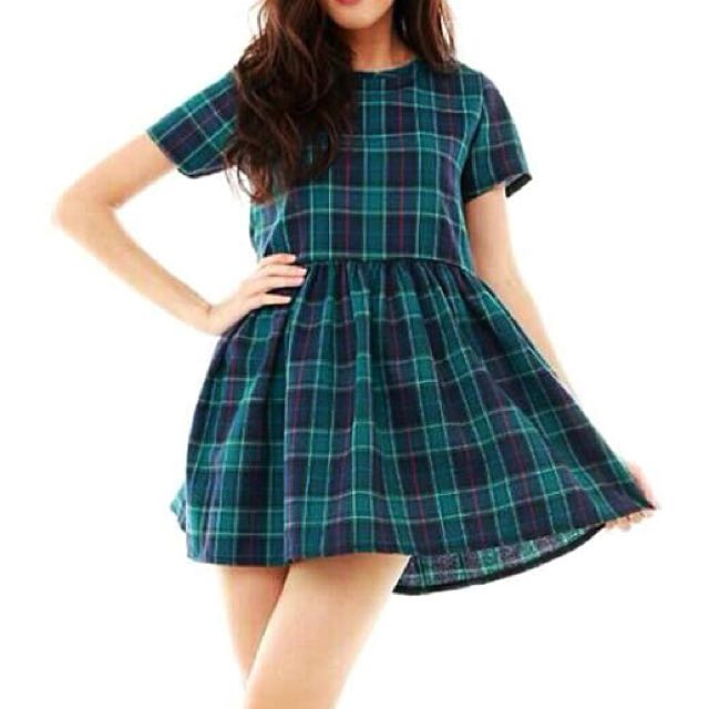 green plaid baby dress