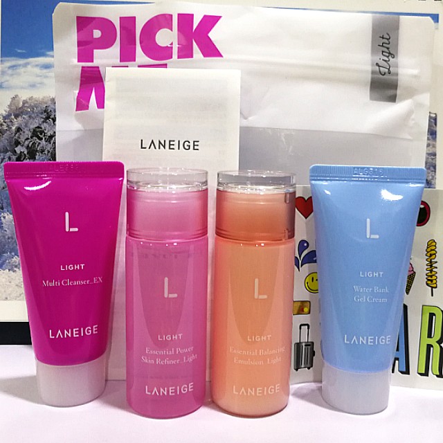 Laneige Light Care Travel Kit 4 Psc Set Multi Cleanser Ex 30ml Essential Power Skin Refiner Light 50ml Essential Balancing Emulsion Light 50ml Water Bank Gel Cream 20ml Korea Health Beauty