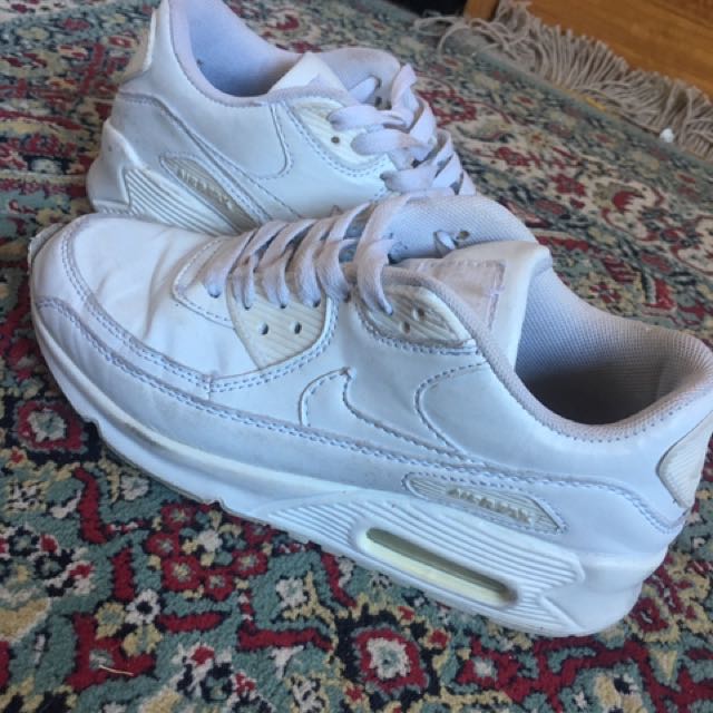 nike air max 90 all white leather womens