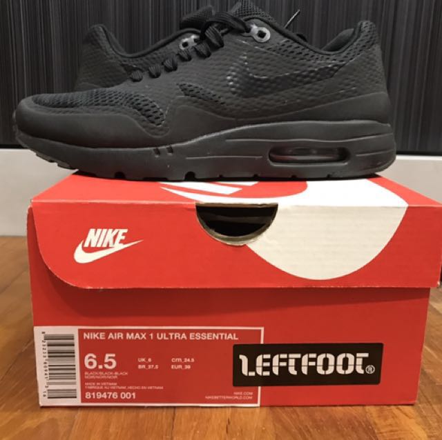 NIKE AIRMAX 1 ULTRA ESSENTIAL TRIPLE BLACK Women s Fashion