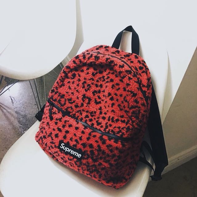 Supreme leopard store fleece backpack