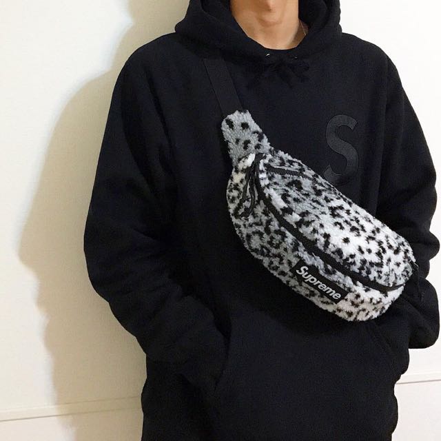 supreme fleece leopard waist bag
