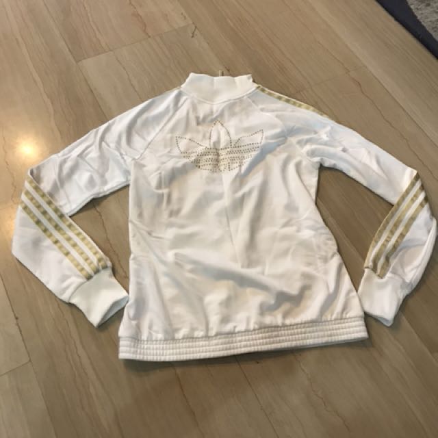 White and gold adidas track jacket online