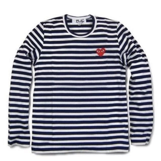 cdg play long sleeve striped