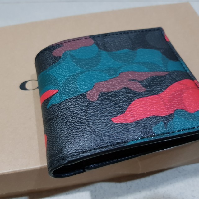 Camo coach wallet top