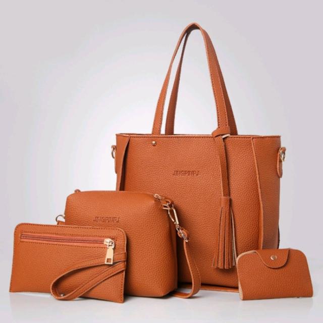 Korean Bag 4 In 1 Jingpin Leather Bag, Women's Fashion, Bags & Wallets