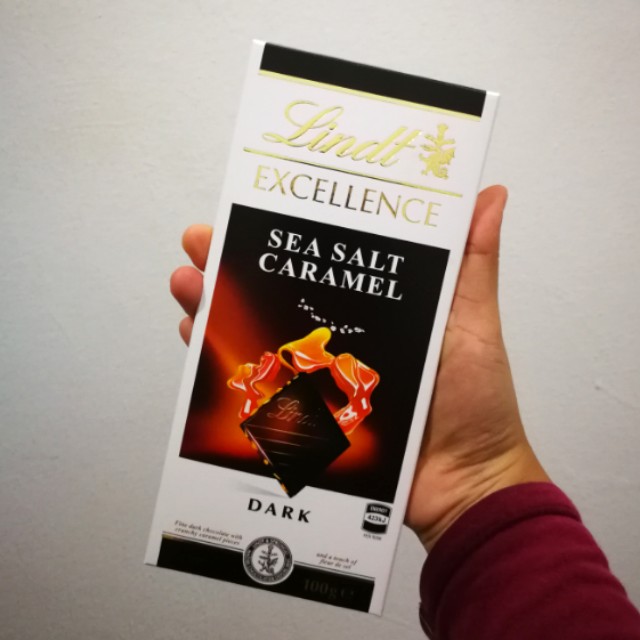 Lindt excellence Sea salt caramel dark chocolate, Food & Drinks, Fresh