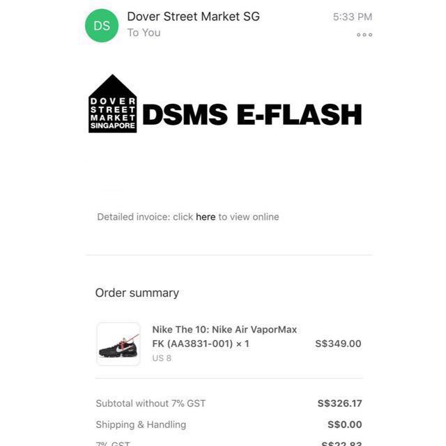 off white vapormax receipt