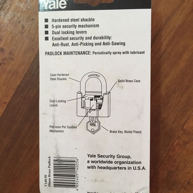 Padlock (Category: Bathroom & Kitchen Fixtures) located in Singapore. Submitted by simon_cx (Listing ID 141700533, Image 2). Description: Brand new Yale unused padlock. .