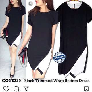 Consenso black trimmed wrapped bottom dress size M