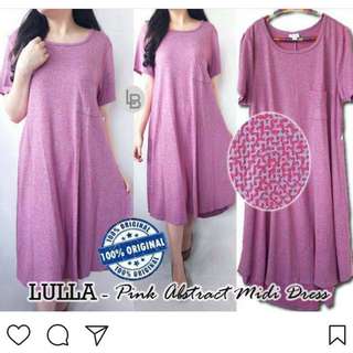 Lullaroe pink abstract midi dress