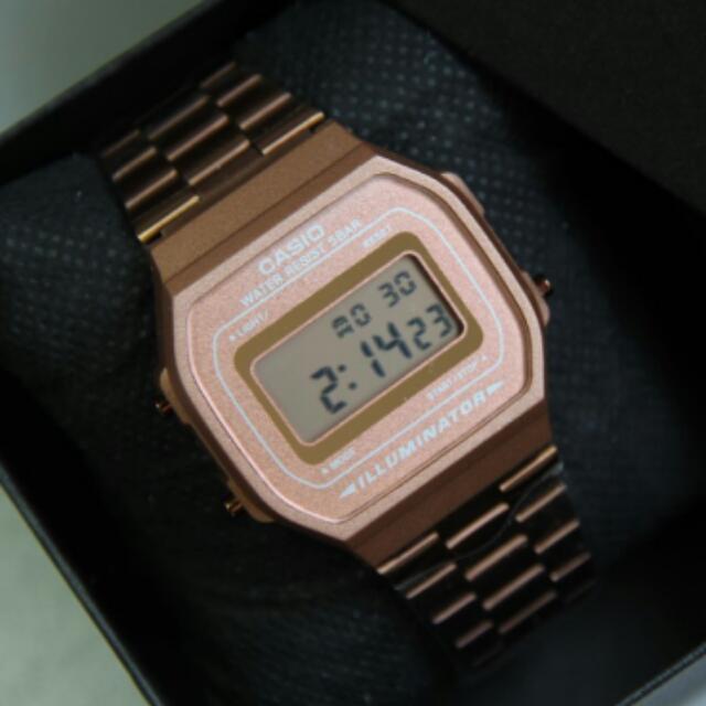 GREAT FR GIFT CASIO A168W ROSE GOLD WRIST WATCH