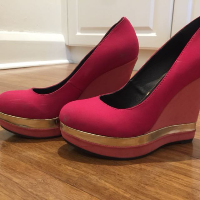ASOS funky pink and gold wedges size 5 