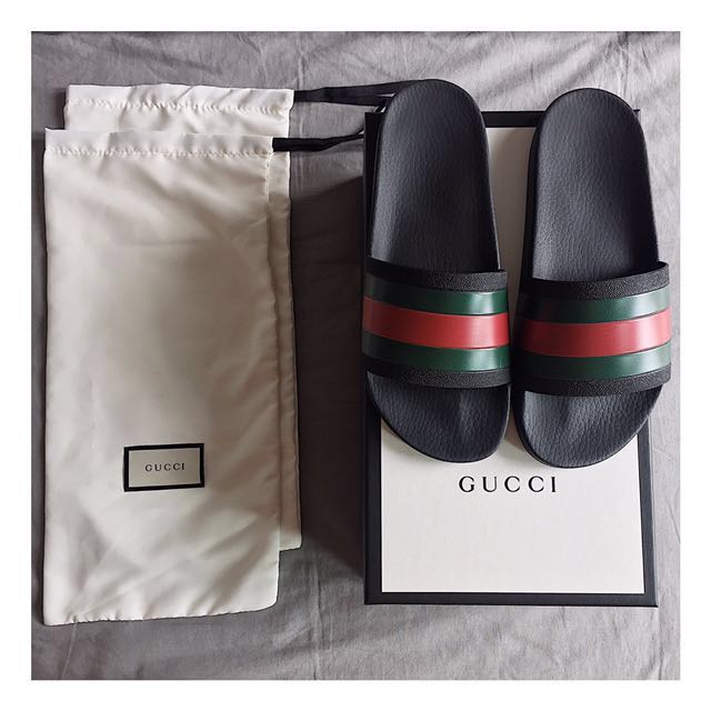 gucci stripe slides