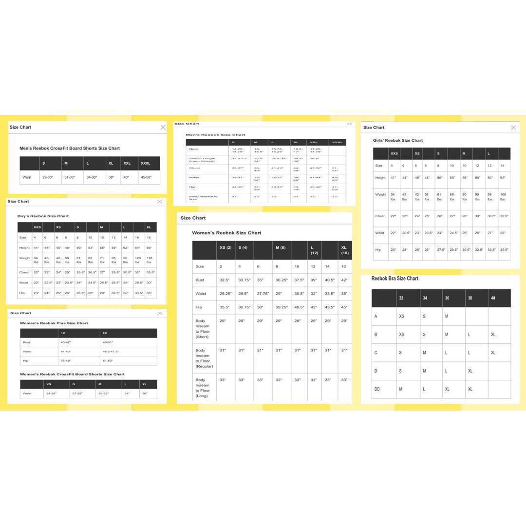Reebok Womens Apparel Size Chart Rldm