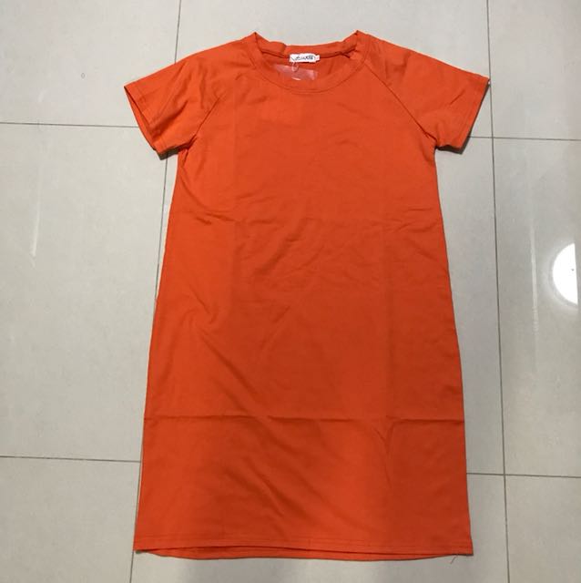plain orange dress