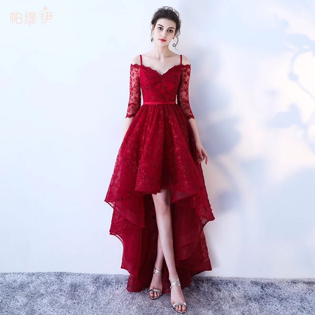 Red wedding gown front short back long