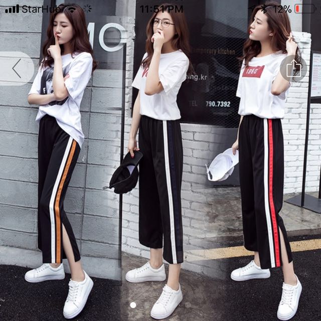 side stripe pants womens