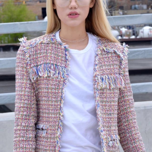 Zara  Chanel Style Tweed Jacket on Designer Wardrobe