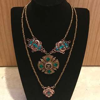(Was $250) Handmade necklace with authentic Chanel button bronze tone