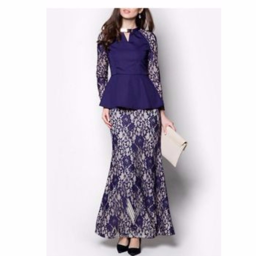  Baju  Kurung  Moden  Peplum Lace Purple  Fesyen Wanita 