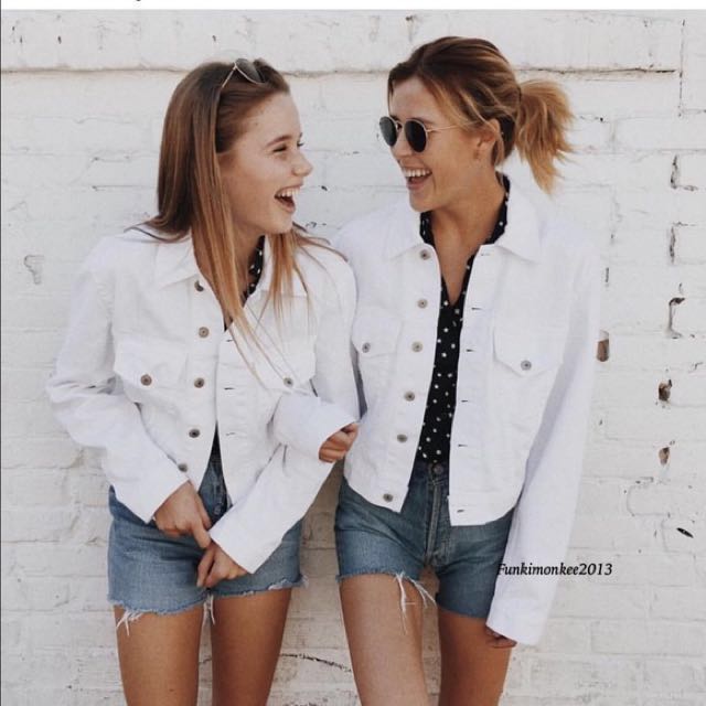 BNWT Brandy Melville White Denim Kenzo Jean Jacket Women s Fashion Coats Jackets and Outerwear on Carousell