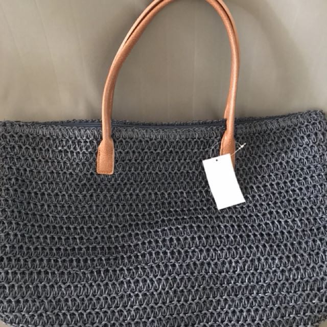Navy blue straw 2025 bag