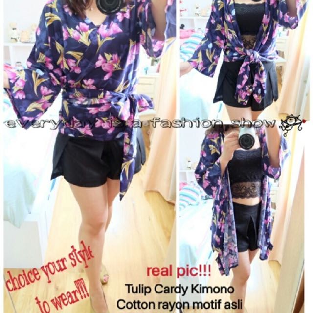 cara pakai cardigan kimono