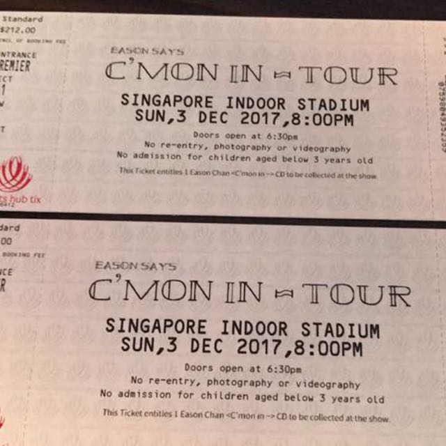 Eason Chan concert tickets, Tickets & Vouchers, Event Tickets on Carousell