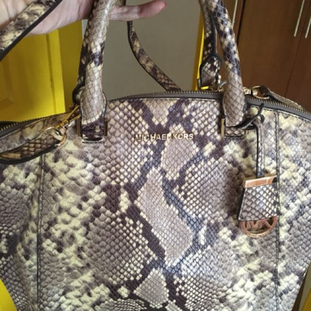 michael kors python tote purple