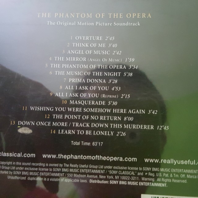 Phantom of the Opera - Movie Original Soundtrack, Hobbies & Toys, Music