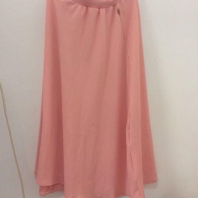 Rok Panjang Warna Peach Pink Fesyen Wanita Pakaian Wanita Di Carousell